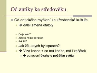 Od antiky ke středověku