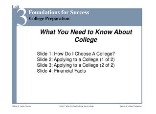 Slide 1: How Do I Choose A College? Slide 2: Applying to a College (1 of 2)