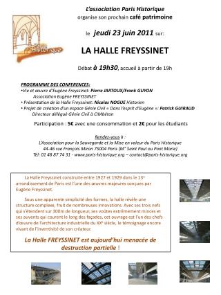 PROGRAMME DES CONFERENCES: Vie et œuvre d’Eugène Freyssinet: Pierre JARTOUX/Frank GUYON