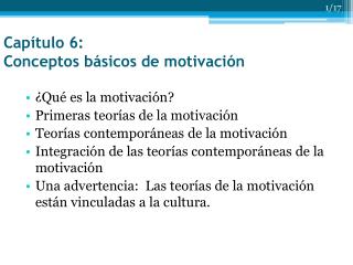 Capítulo 6: Conceptos básicos de motivación