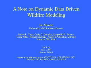 A Note on Dynamic Data Driven Wildfire Modeling