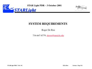 STAR Light PDR – 3 October 2001