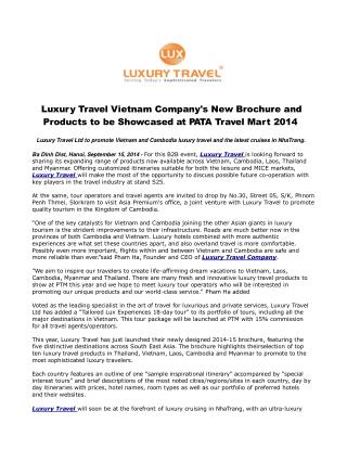 Luxury Travel Vietnam Company's New Brochure and Products to