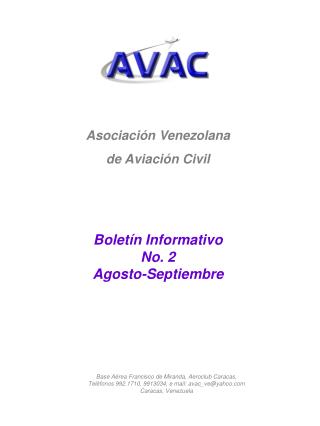 Asociación Venezolana de Aviación Civil Boletín Informativo No. 2 Agosto-Septiembre