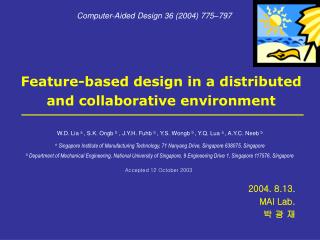 Feature-based design in a distributed and collaborative environment