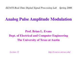 Analog Pulse Amplitude Modulation