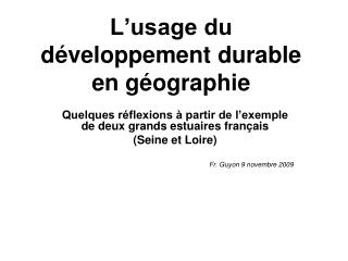 L’usage du développement durable en géographie
