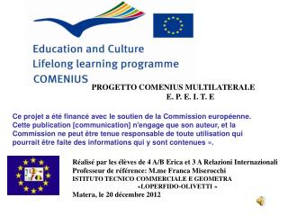 PROGETTO COMENIUS MULTILATERALE E. P. E. I. T. E