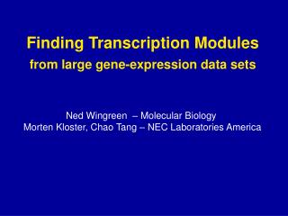 Finding Transcription Modules from large gene-expression data sets