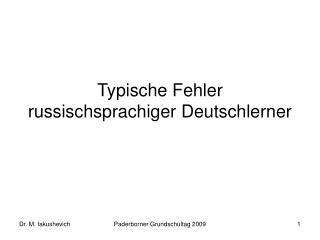 Typische Fehler russischsprachiger Deutschlerner