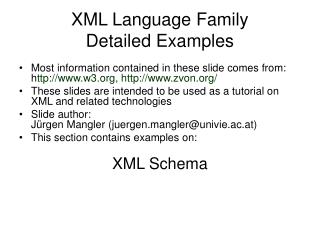 XML Language Family Detailed Examples