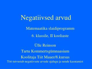 Negatiivsed arvud