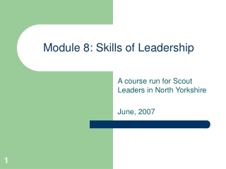 Module 8: Skills of Leadership