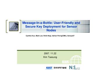 Message-In-a-Bottle: User-Friendly and Secure Key Deployment for Sensor Nodes