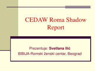 CEDAW Roma Shadow Report