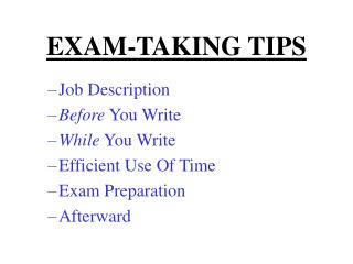 EXAM-TAKING TIPS