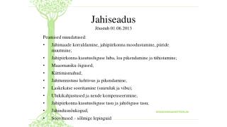 Jahiseadus Jõustub 01.06.2013