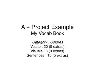 A + Project Example My Vocab Book