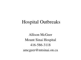 Hospital Outbreaks