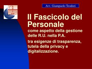 Il Fascicolo del Personale