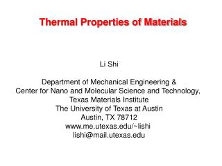 Thermal Properties of Materials