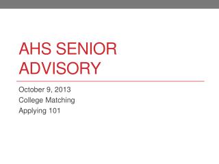 AHS Senior Advisory