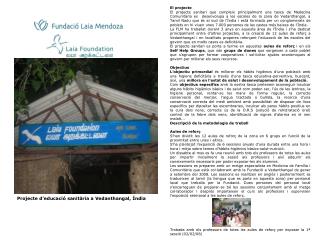 Projecte d’educació sanitària a Vedanthangal, Índia