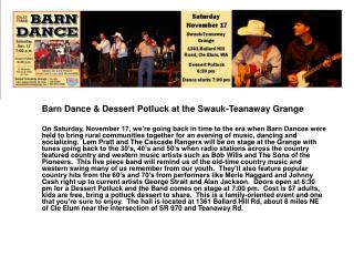 Barn Dance &amp; Dessert Potluck at the Swauk-Teanaway Grange