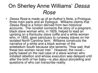 On Sherley Anne Williams’ Dessa Rose