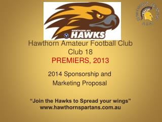 Hawthorn Amateur Football Club Club 18 PREMIERS, 2013