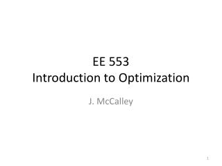 EE 553 Introduction to Optimization