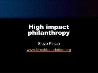 High impact philanthropy