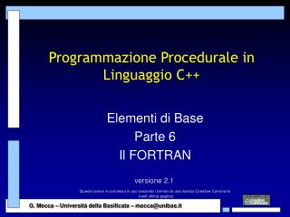 Programmazione Procedurale in Linguaggio C++