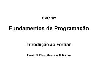 CPC782 Fundamentos de Programação