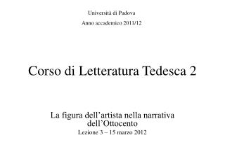 Corso di Letteratura Tedesca 2