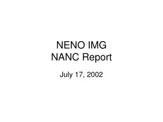 NENO IMG NANC Report