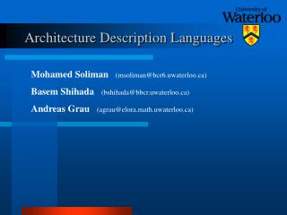 Architecture Description Languages