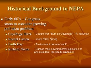 Historical Background to NEPA