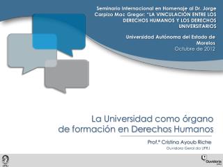 La Universidad como órgano de formación en Derechos Humanos