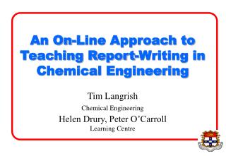 An On-Line Approach to Teaching Report-Writing in Chemical Engineering