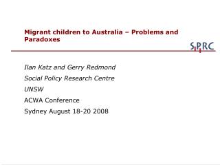 Migrant children to Australia – Problems and Paradoxes