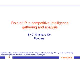 Role of IP in competitive Intelligence gathering and analysis