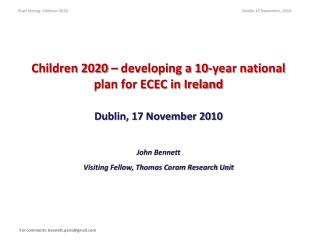 Children 2020 – developing a 10-year national plan for ECEC in Ireland