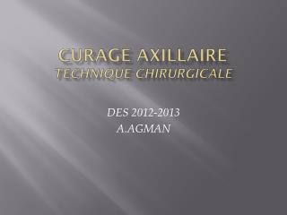 Curage axillaire Technique chirurgicale