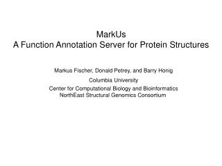 MarkUs A Function Annotation Server for Protein Structures