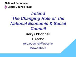 Ireland The Changing Role of the National Economic &amp; Social Council