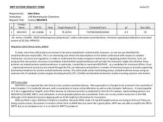 MPP OUTSIDE REQUEST FORM xx/xx/11 Requestor(s): John Denu