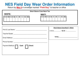 NES Field Day Wear Order Information