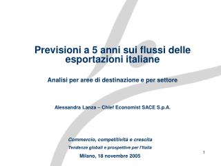 Previsioni a 5 anni sui flussi delle esportazioni italiane