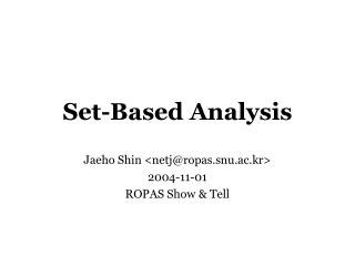 Set-Based Analysis